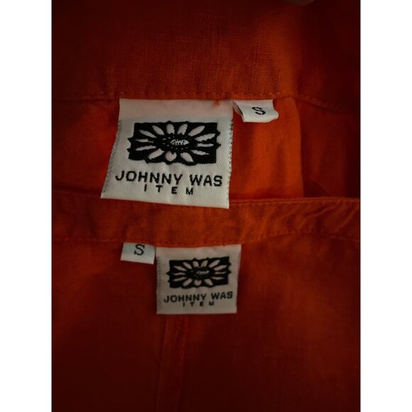 Johnny Was Orange Linen 2-Piece Dress & Jacket Set With Embroidered Details Sz S - Picture 12 of 16